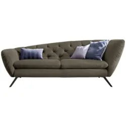 Chesterfield-Sofa in Mikrofaser Hellbraun