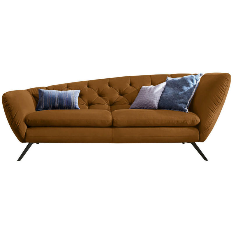 Chesterfield-Sofa in Mikrofaser Gelb, Orange