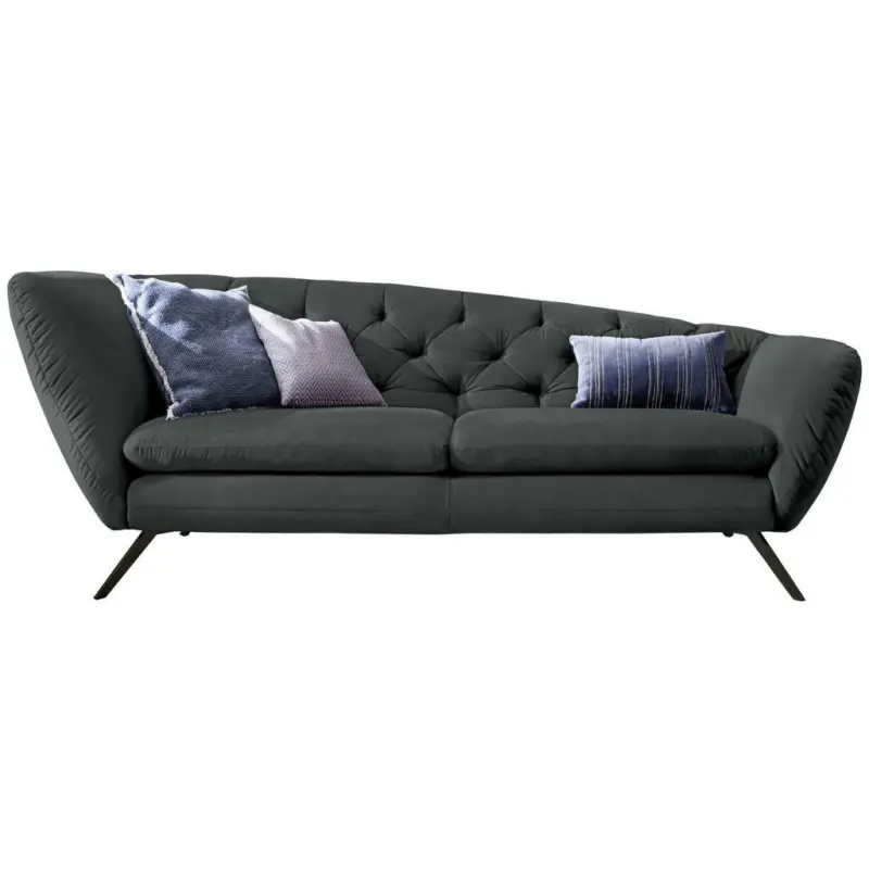 Chesterfield-Sofa in Mikrofaser Dunkelgrau