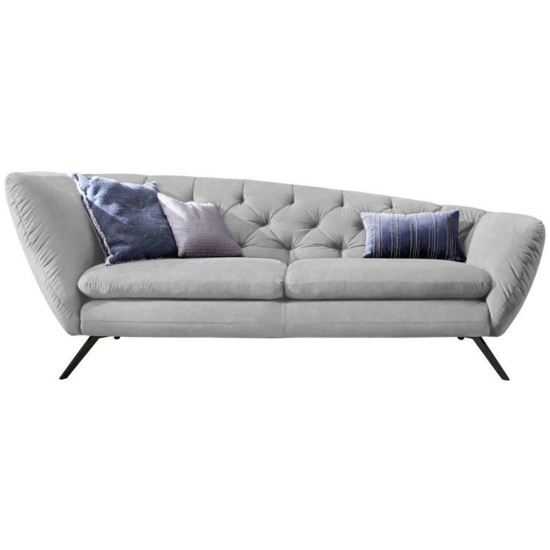 Chesterfield-Sofa in Mikrofaser Hellgrau