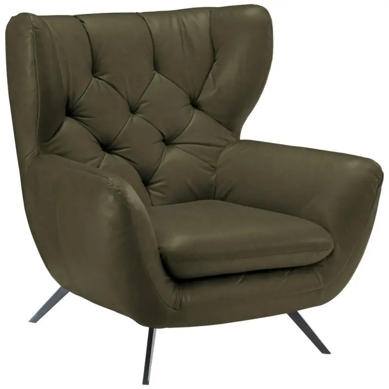 Chesterfield-Sessel in Mikrofaser Olivgrün
