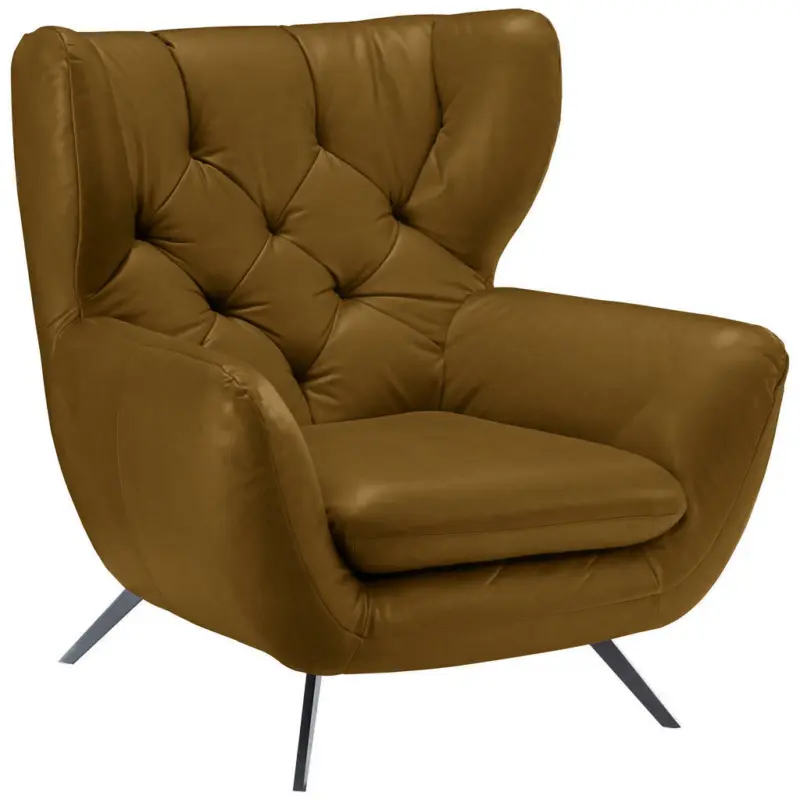 Chesterfield-Sessel in Mikrofaser Gelb, Orange