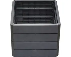 Hochbeet Bodeneben Flexibel UV-beständig Wasserfest Winterfest GRAF Ergo Quadro x 8 Paneele Ergo Stone, 8 Eckverbinder, Flora-Wassersparsystem ,anthrazit grau