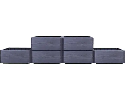 Hochbeet Bodeneben Flexibel UV-beständig Wasserfest Winterfest GRAF Ergo Vario x 24 Paneele Ergo Wood, 24 Eckverbinder, Flora-Wassersparsystem ,anthrazit braun