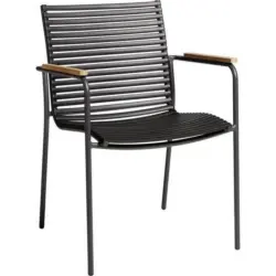 Stapelstuhl in Kunststoff Anthrazit, Schwarz, Teakfarben