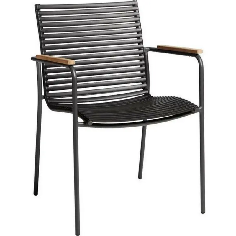 Stapelstuhl in Kunststoff Anthrazit, Schwarz, Teakfarben