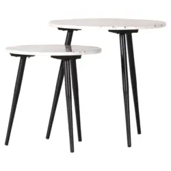 Beistelltischset in Metall, Stein 40/50/40/50/40/50 cm