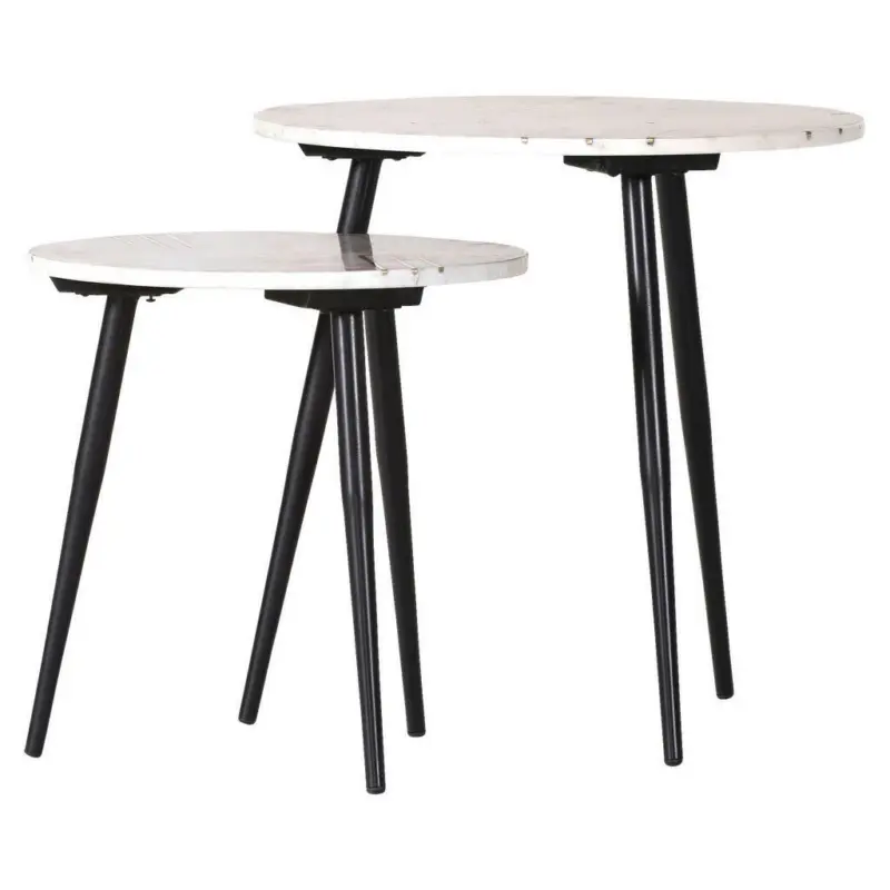 Beistelltischset in Metall, Stein 40/50/40/50/40/50 cm