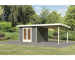 Hornbach Gartenhaus Karibu Badeburg 1 inkl. Anbaudach 3,3 m 604x305 cm terragrau
