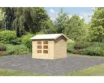 Hornbach Saunahaus Karibu Enton inkl.9 kW Ofen u.ext.Steuerung mit Vorraum und bronzierter Ganzglastüre