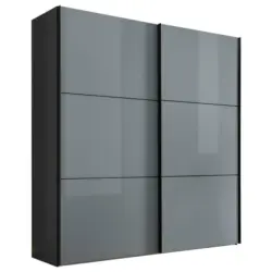Schwebetürenschrank in Hellgrau, Dunkelgrau