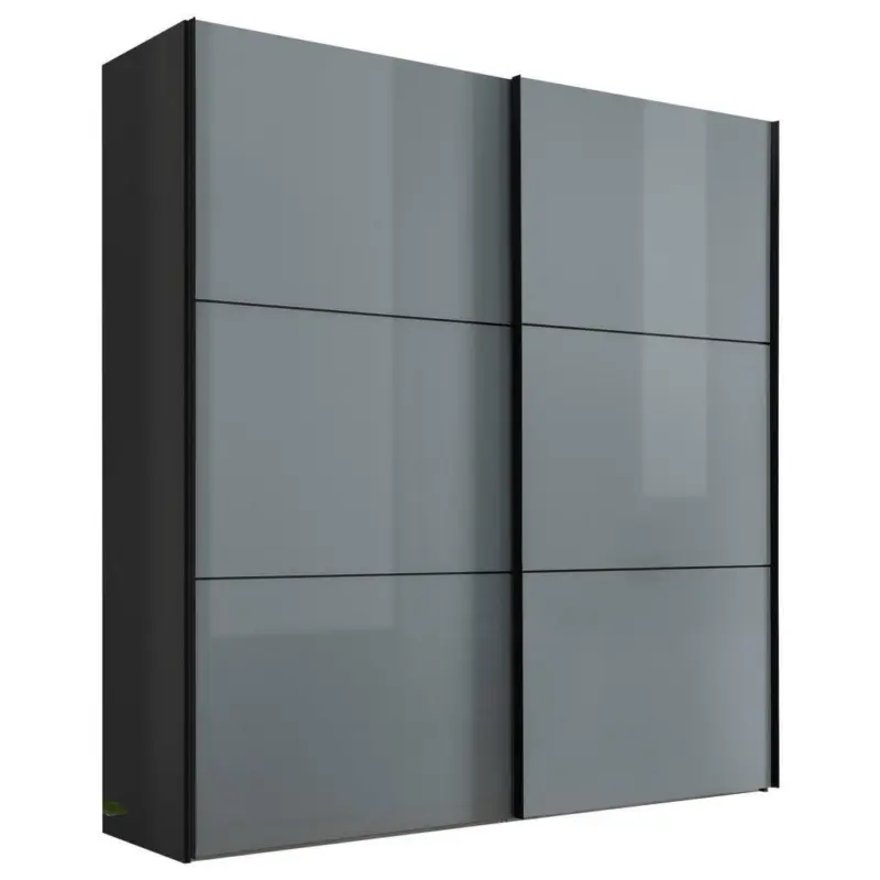 Schwebetürenschrank in Hellgrau, Dunkelgrau