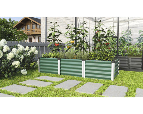 Hochbeet klassisch Vitavia Linus In&Out 401 S 65 x 185 x 40,1 cm seegras-aluminium