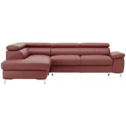 Ecksofa in Echtleder Bordeaux