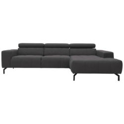 Ecksofa in Webstoff Braun, Schwarz