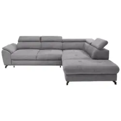 Ecksofa in Webstoff Hellgrau