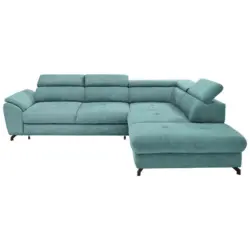 Ecksofa in Webstoff Blau