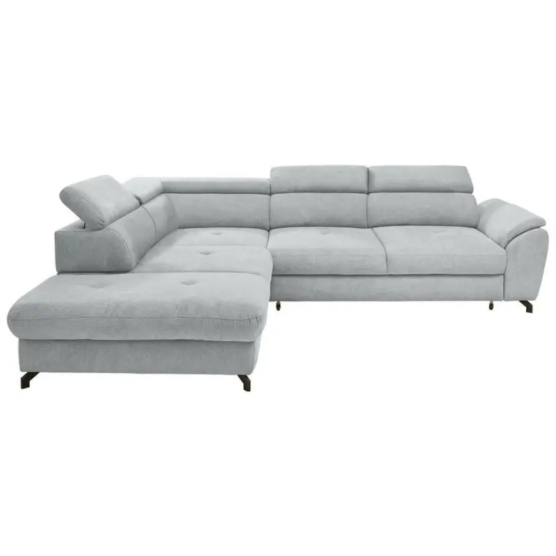 Ecksofa in Webstoff Silberfarben