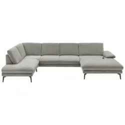 Wohnlandschaft in Webstoff Grau