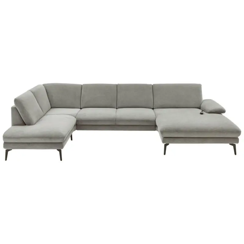 Wohnlandschaft in Webstoff Grau