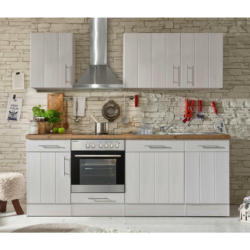 Küchenblock 220 cm in Weiß, Lärchefarben