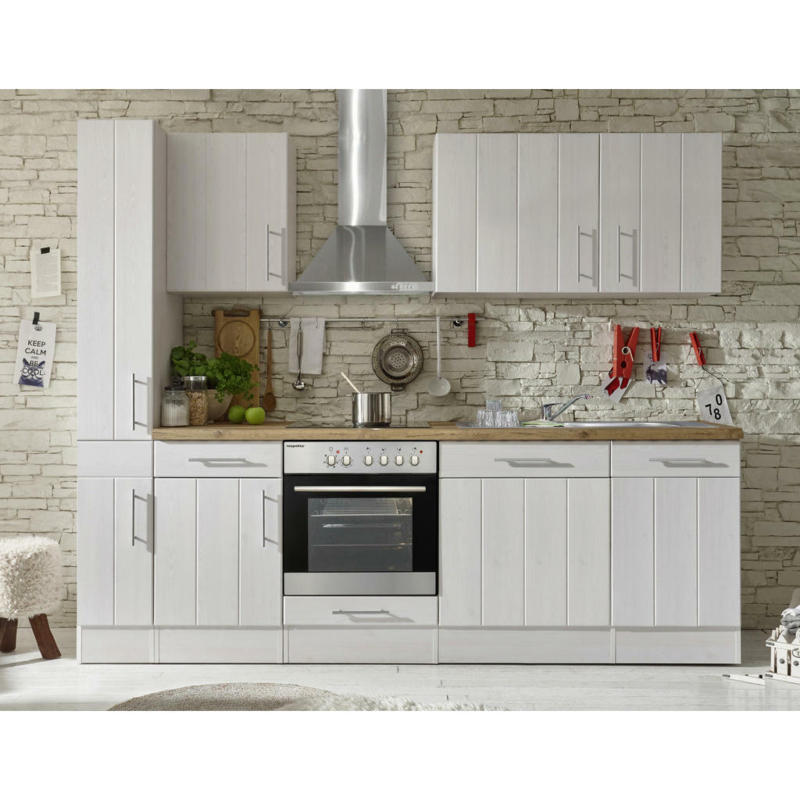 Küchenblock 250 cm in Weiß, Lärchefarben
