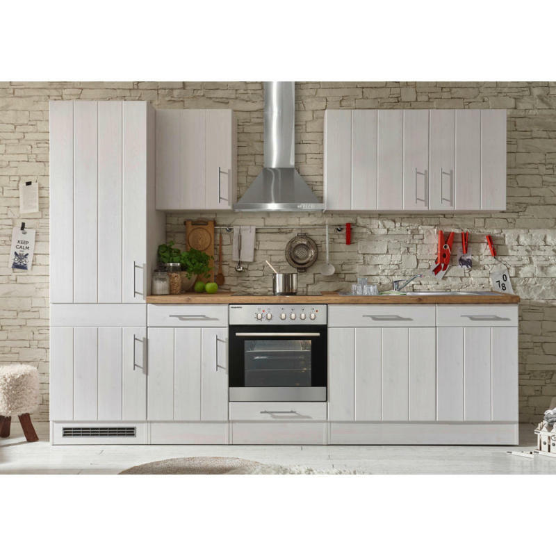 Küchenblock 280 cm in Weiß, Lärchefarben
