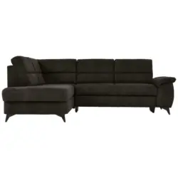 Ecksofa in Lederlook Schwarz