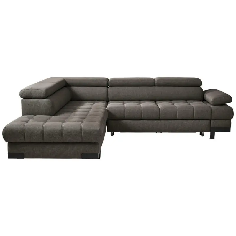 Ecksofa in Webstoff Dunkelbraun