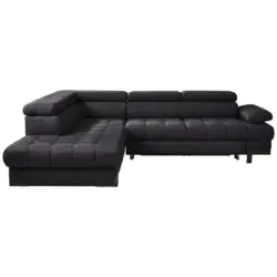 Ecksofa in Webstoff Schwarz