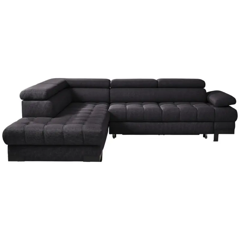 Ecksofa in Webstoff Schwarz