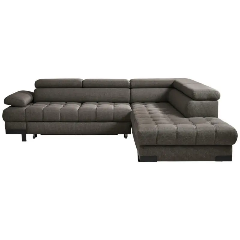 Ecksofa in Webstoff Dunkelbraun