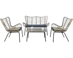 Gartenstuhl Set acamp Korfu Loungeset 122 x 71 x 75 mm Aluminium anthrazit