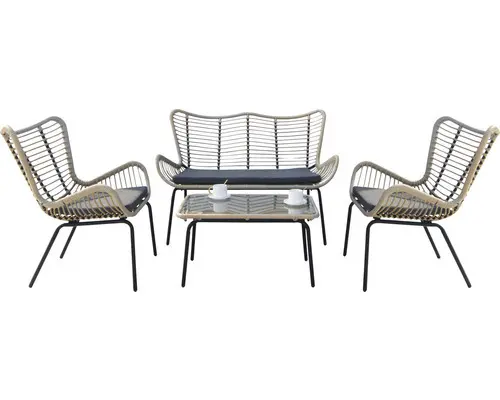 Gartenstuhl Set acamp Korfu Loungeset 122 x 71 x 75 mm Aluminium anthrazit