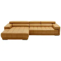 Ecksofa in Echtleder Currygelb