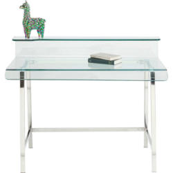 Schreibtisch 110/56/88 cm in Silberfarben, Transparent