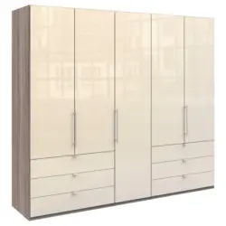 Falttürenschrank in Trüffeleichefarben, Magnolie