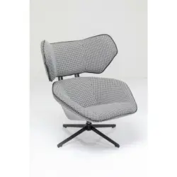 Relaxsessel in Metall, Textil Schwarz, Weiß