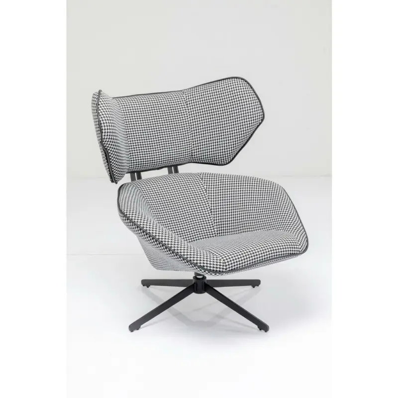 Relaxsessel in Metall, Textil Schwarz, Weiß