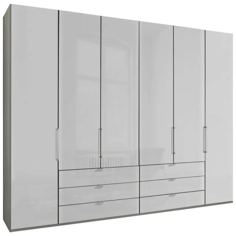 Drehtürenschrank in Grau, Weiß
