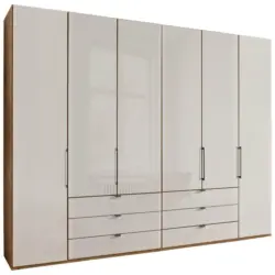 Drehtürenschrank in Champagner, Eiche Bianco
