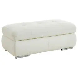 Hocker in Leder Wei&szlig;