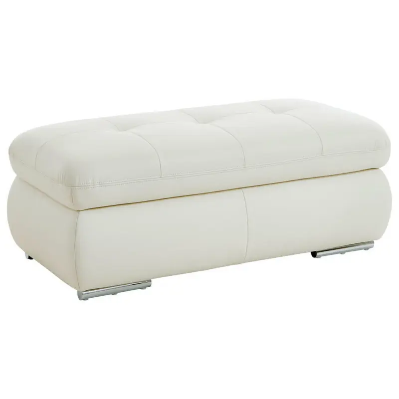 Hocker in Leder Wei&szlig;