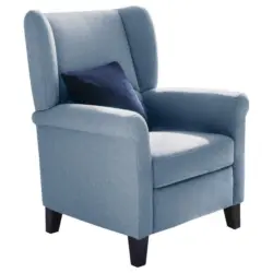 Ohrensessel in Velours Hellblau