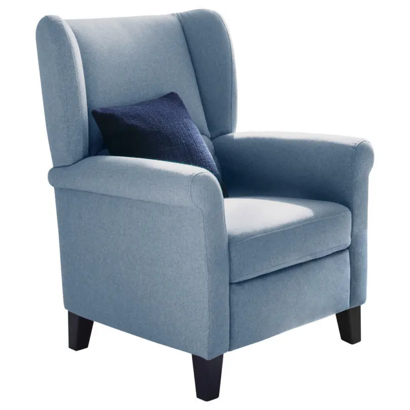 Ohrensessel in Velours Hellblau