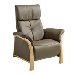 Relaxsessel in Holz, Leder Braun