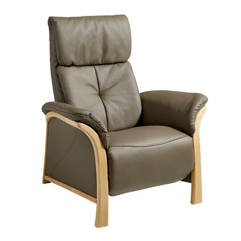 Relaxsessel in Holz, Leder Braun