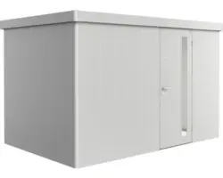 Gartenhaus Biohort Neo inkl. Regenrinne Lichtband Regale Set 338 x 226 cm