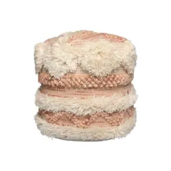 Pouf in Creme, Rosa Textil