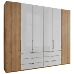 Drehtürenschrank in Weiß, Eiche Bianco